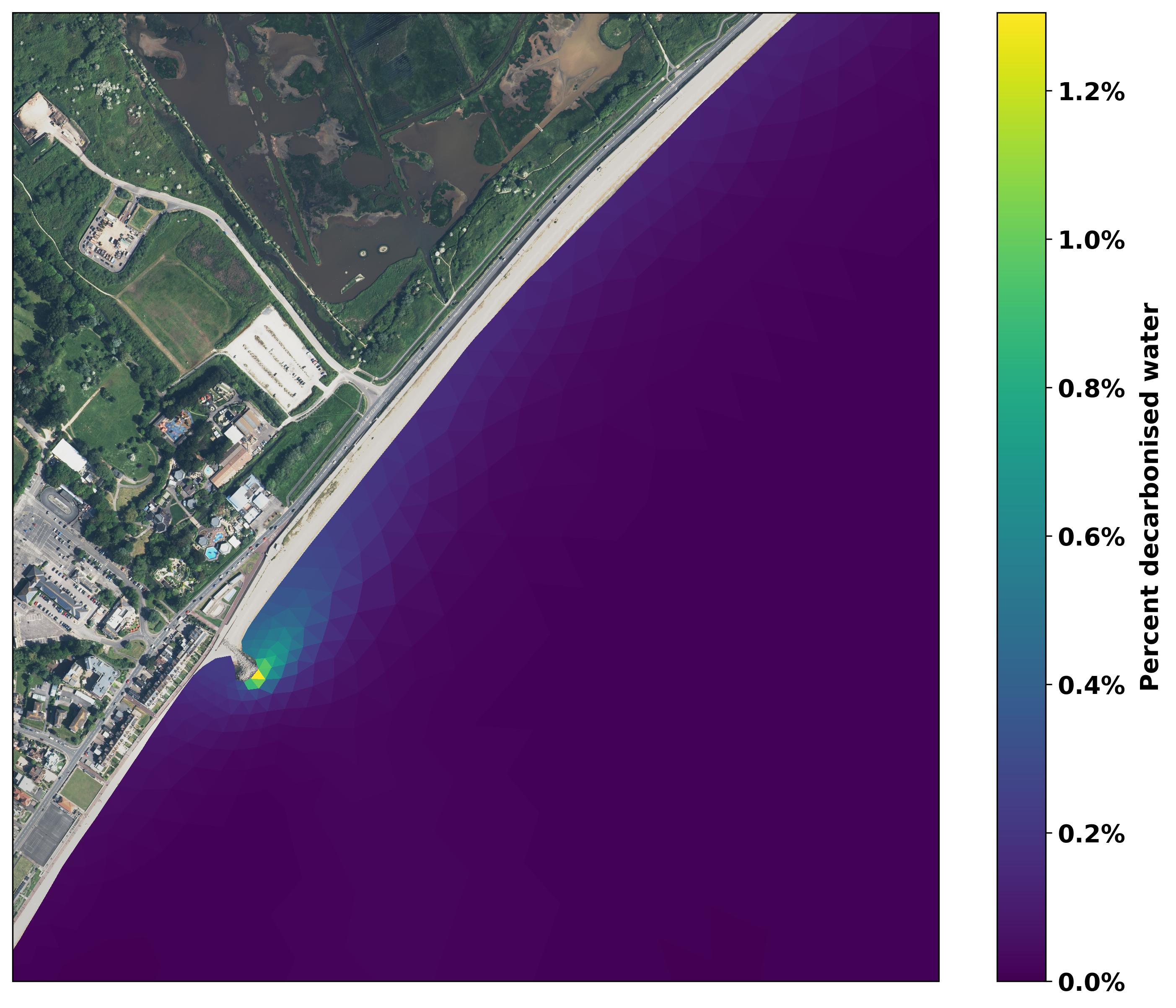 concentration of decarbonised water from model simulations